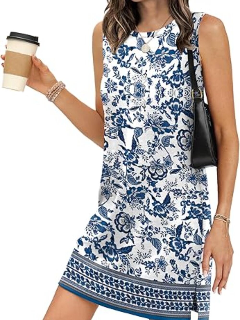 Casual Dresses for Women Crewneck Sleeveless Tank Dress Summer Spring Boho Vacat - Picture 2 of 5